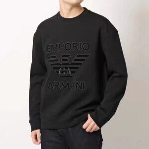 Emporio Armani Men's Double Jersey Sweatshirt with Oversized Eagle Velvet Patch